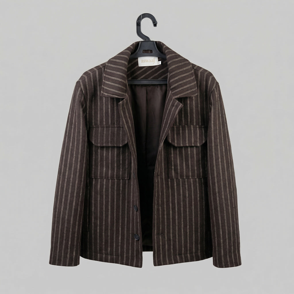 Chocolate Brown Wool Stripe Jacket