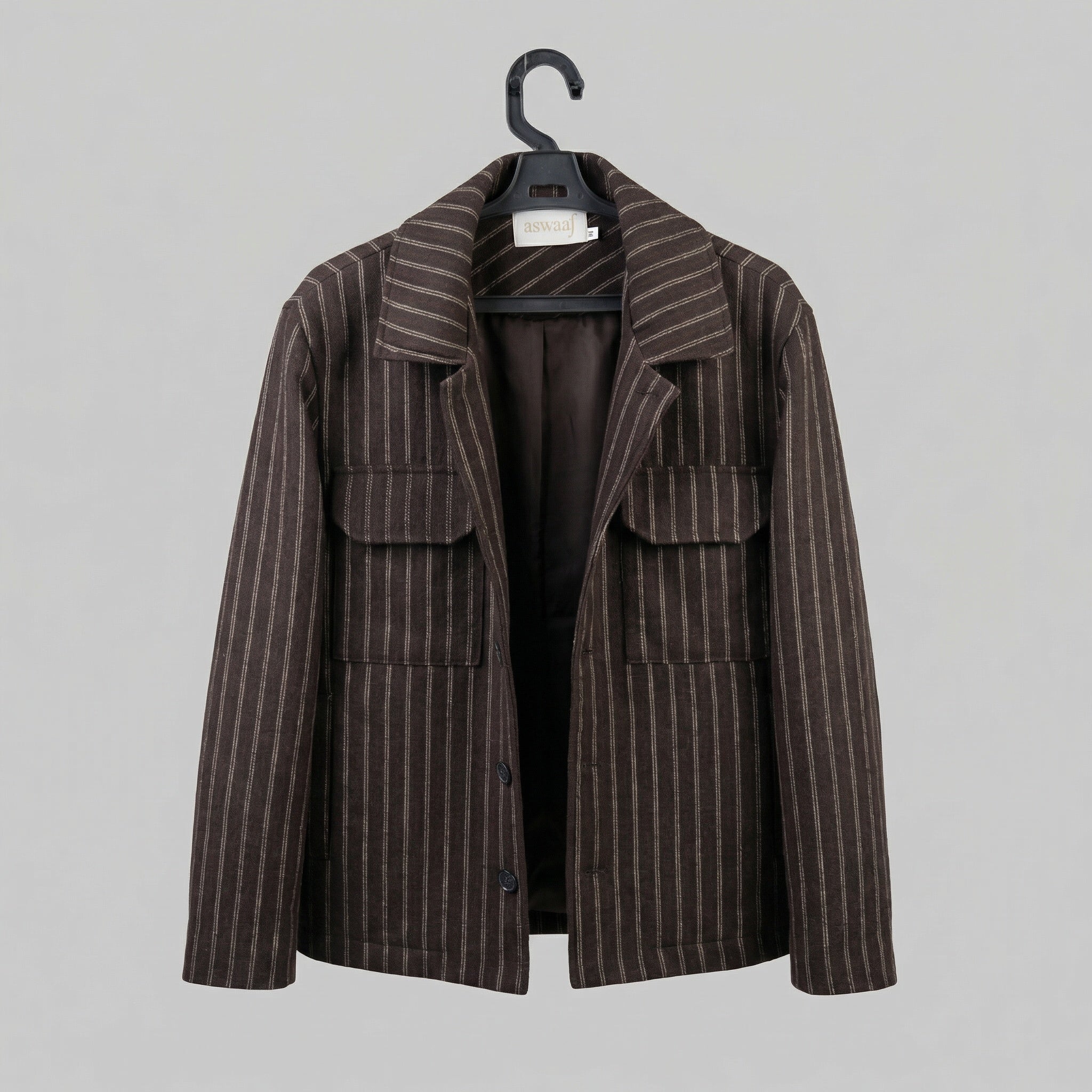 Chocolate Brown Wool Stripe Jacket