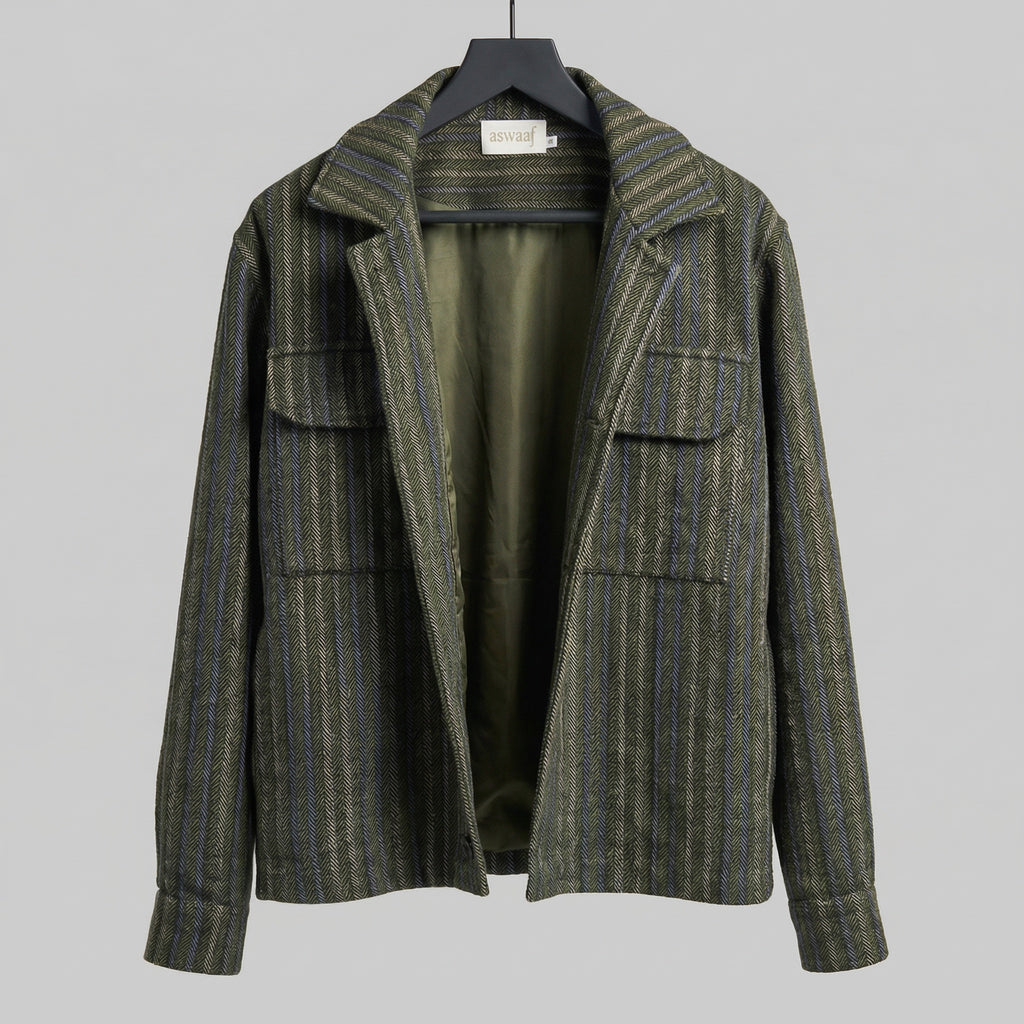Herringbone Wool Patterned Jacket - Modern