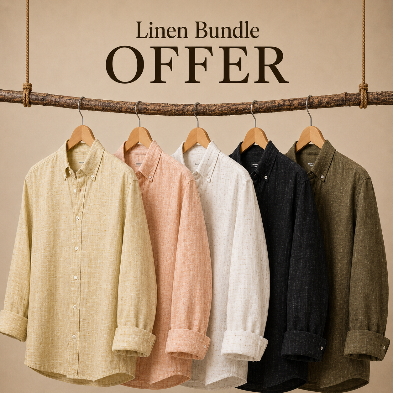 5 Linen Cotton Shirts Mega Bundle