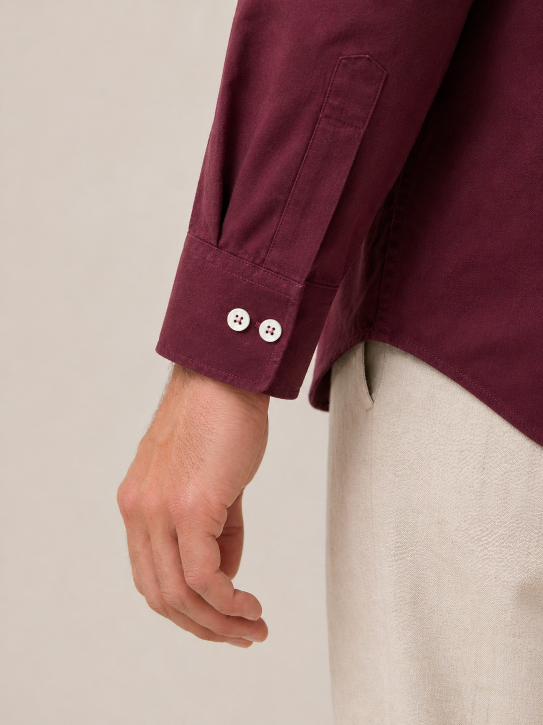 Relaxed Burgandy Linen Cotton Blend Shirt