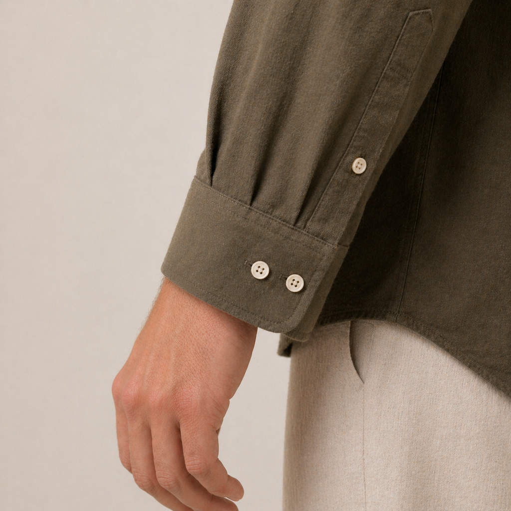 Relaxed Olive Linen Cotton Blend Shirt