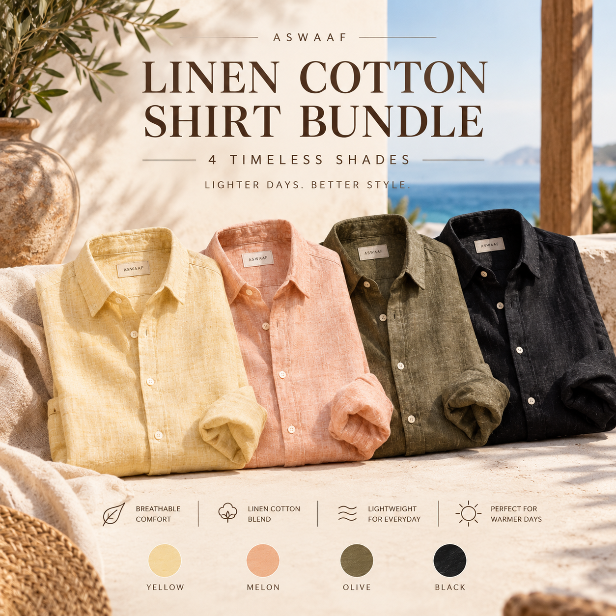 4 Linen Cotton Shirt Bundle