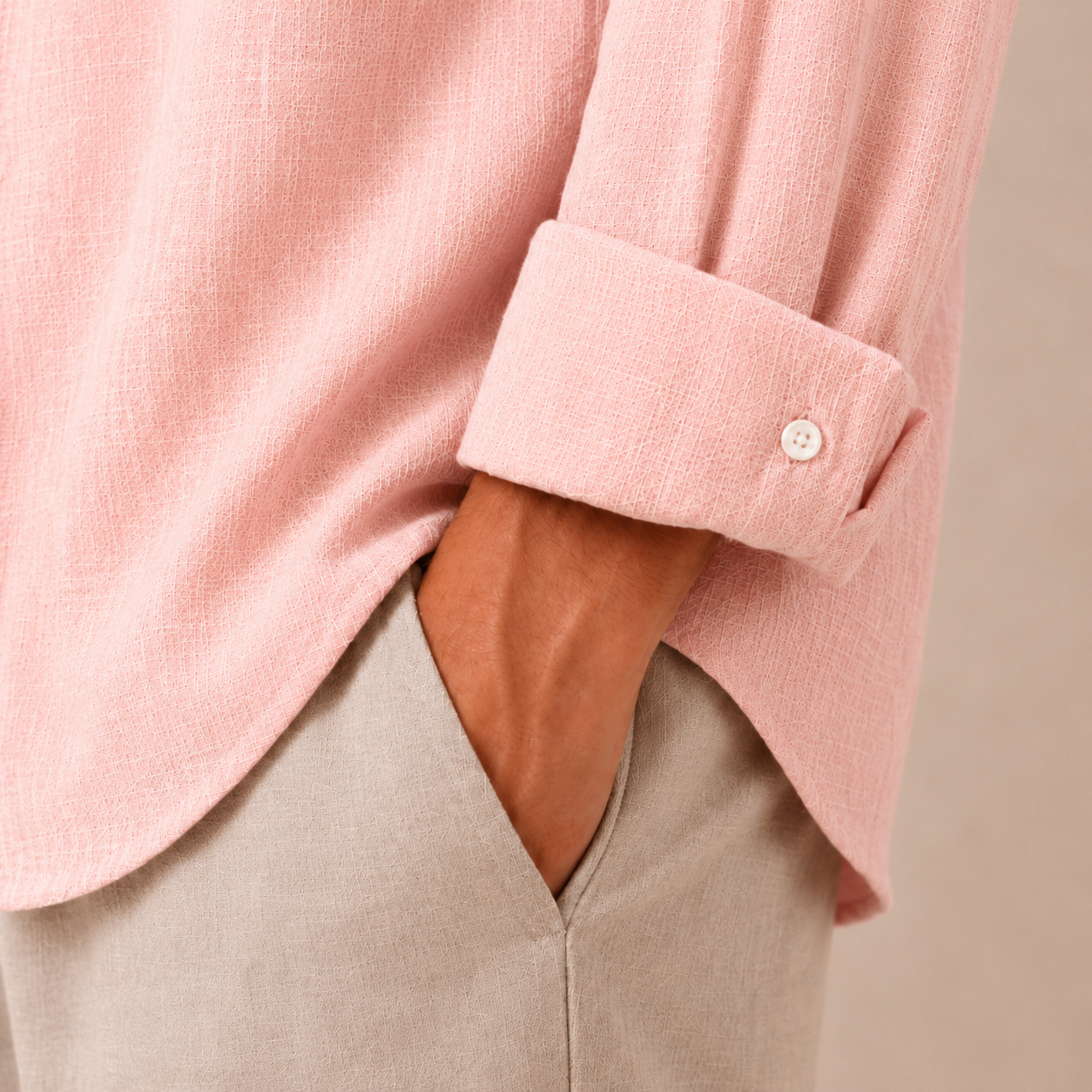 Preorder - Relaxed Pink Linen Cotton Blend Shirt
