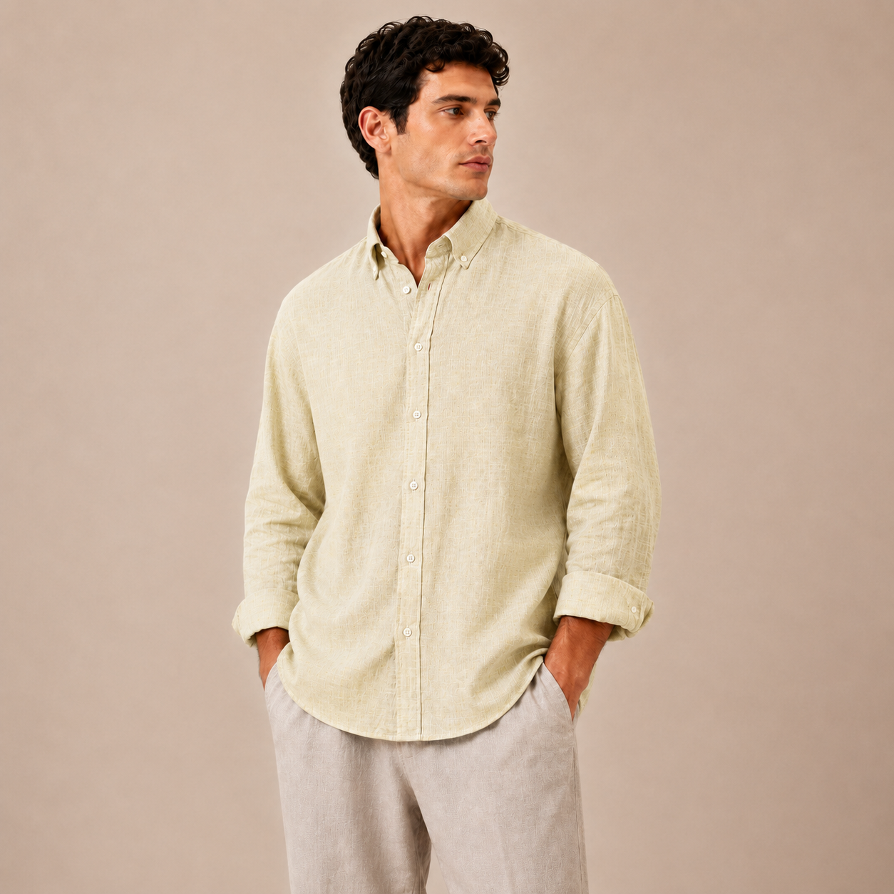 Preorder - Relaxed Butter Yellow Linen Cotton Blend Shirt