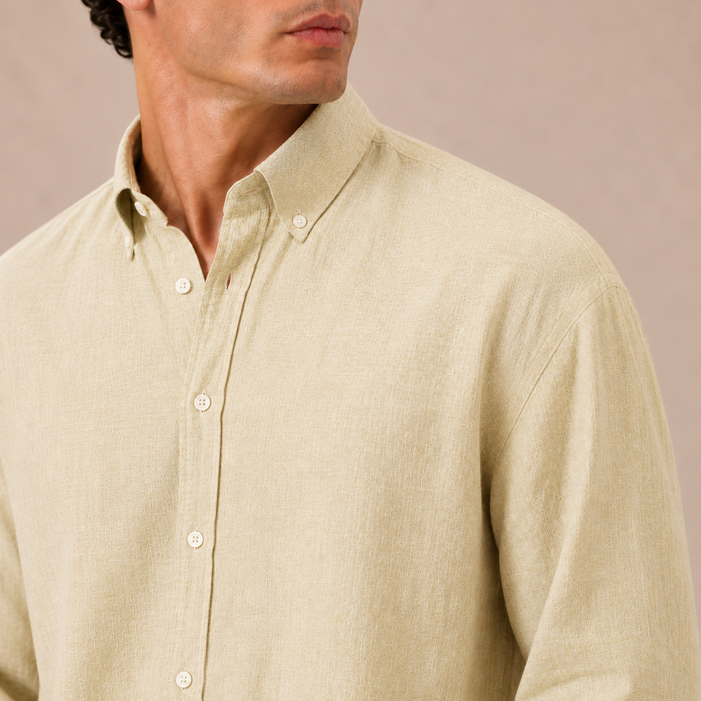 Preorder - Relaxed Butter Yellow Linen Cotton Blend Shirt
