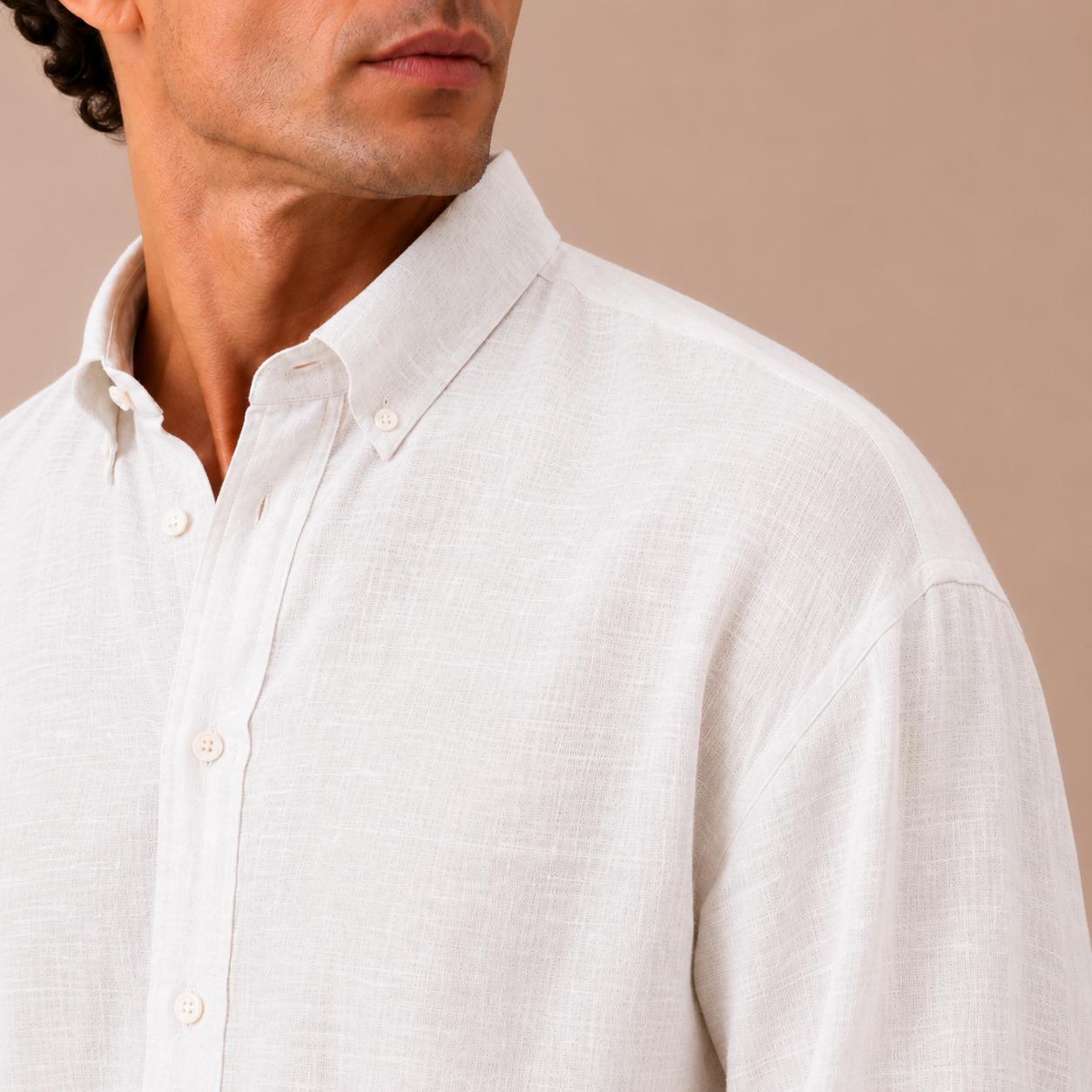 Preorder - Relaxed White Linen Cotton Blend Shirt