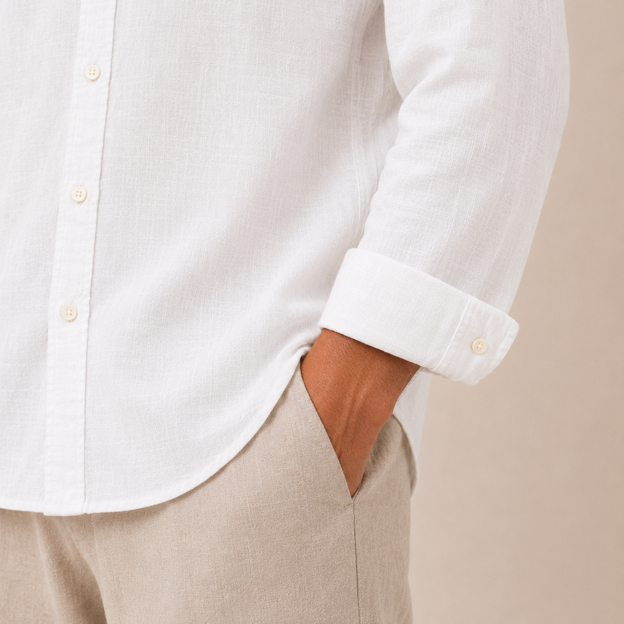 Preorder - Relaxed White Linen Cotton Blend Shirt