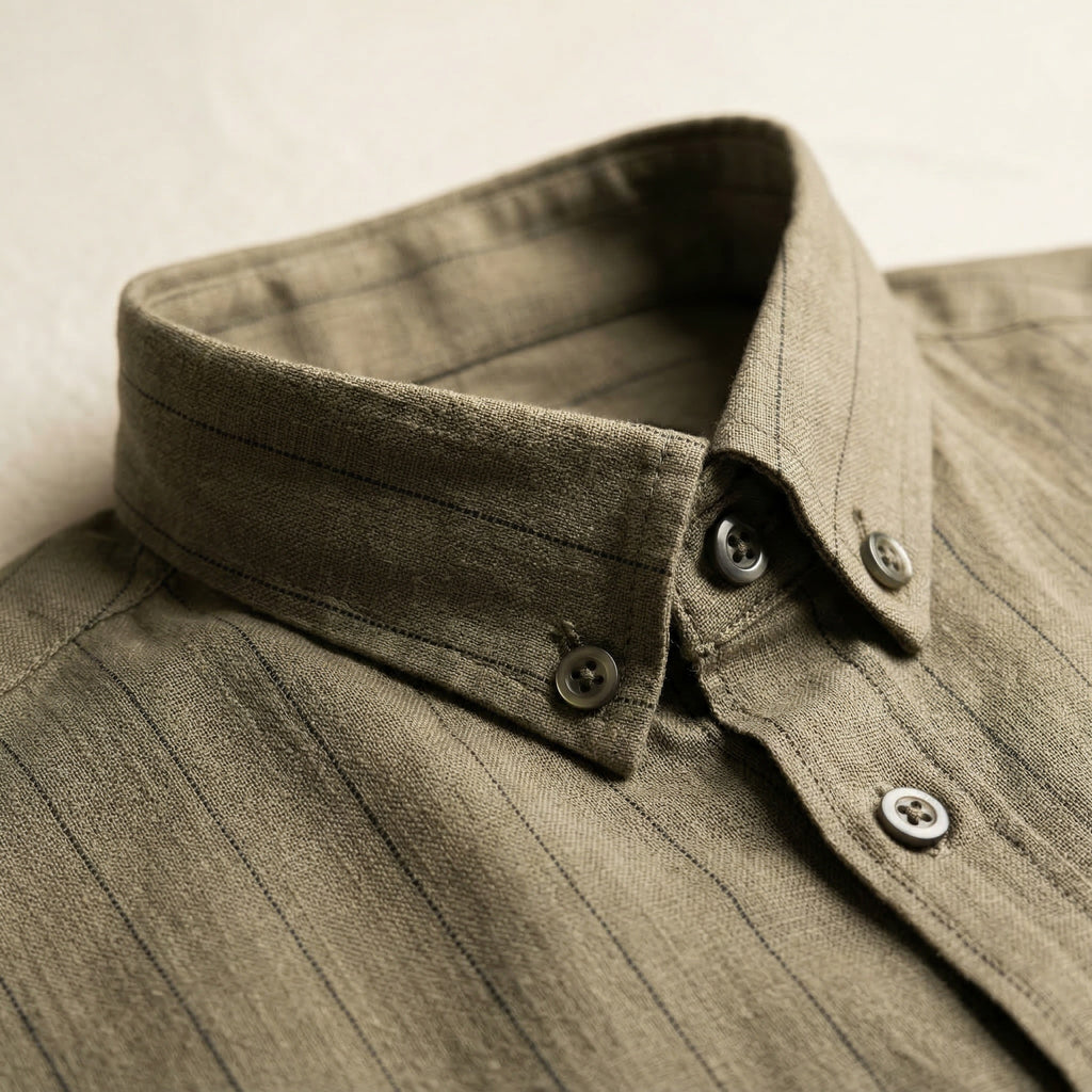 Linen Cotton Cocoa Brown Stripe Shirt