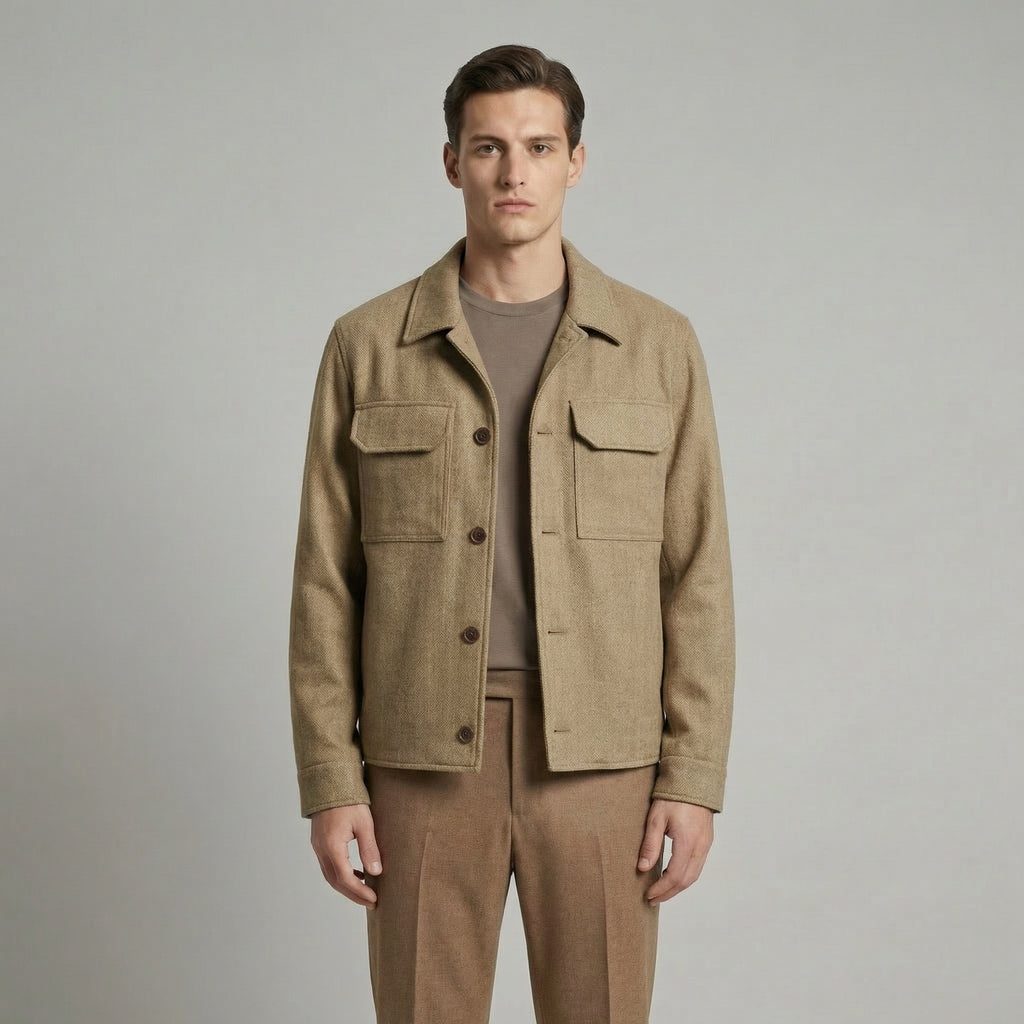 100% Wool Herringbone Warm Sand jacket