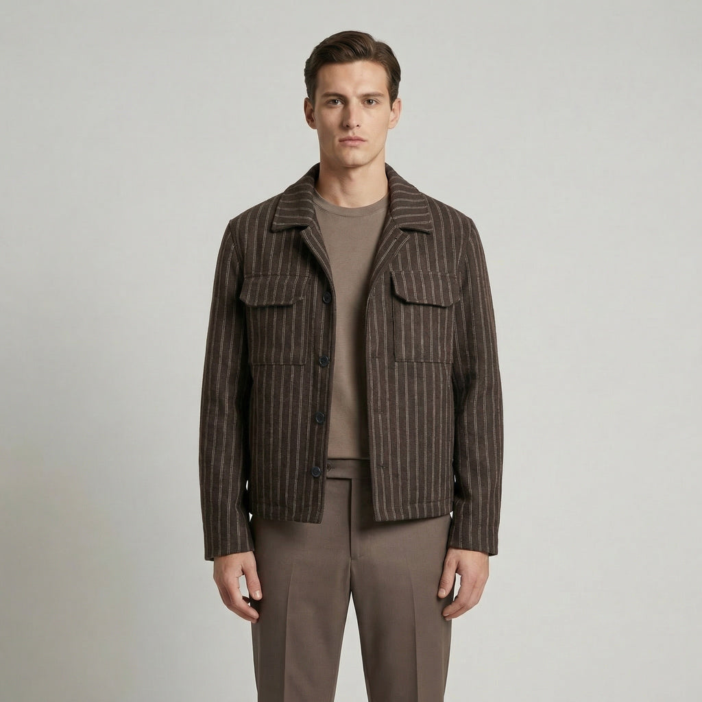 Chocolate Brown Wool Stripe Jacket