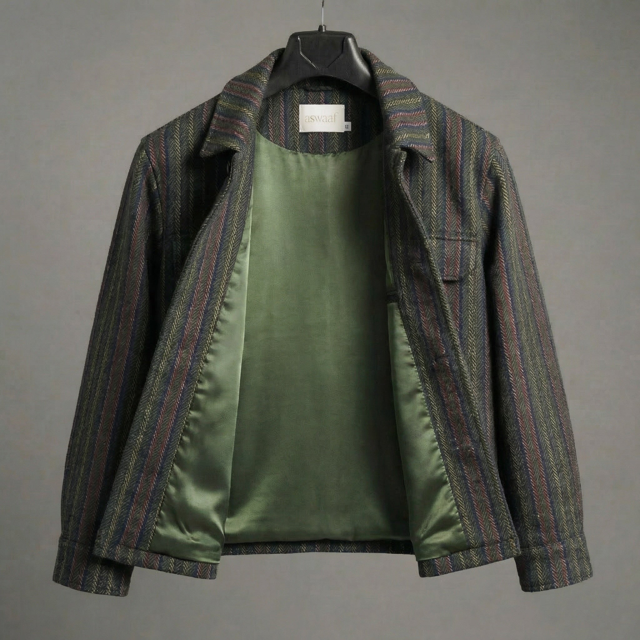 Herringbone Wool Patterned Jacket - Vintage