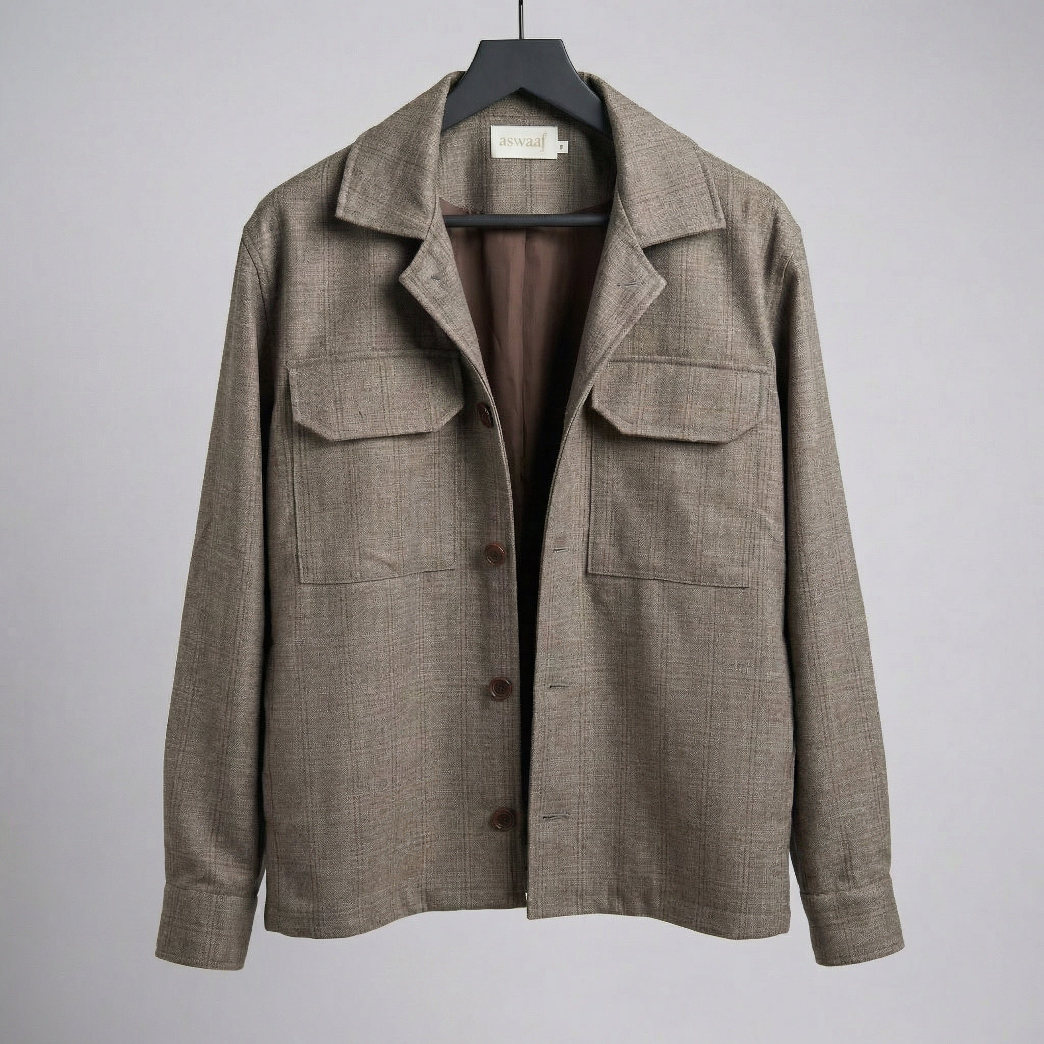 Brown Wool Checkered Jacket