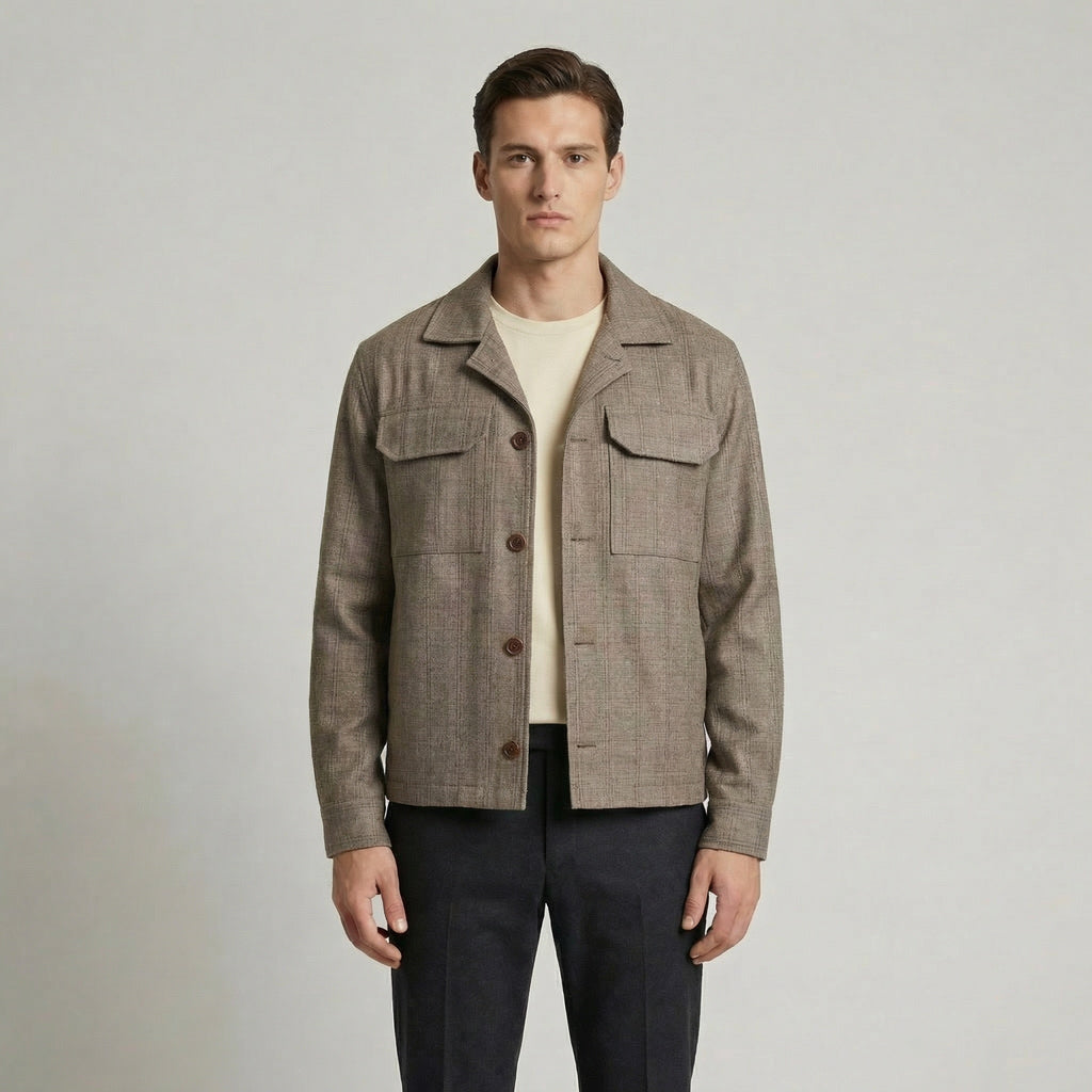 Brown Wool Checkered Jacket