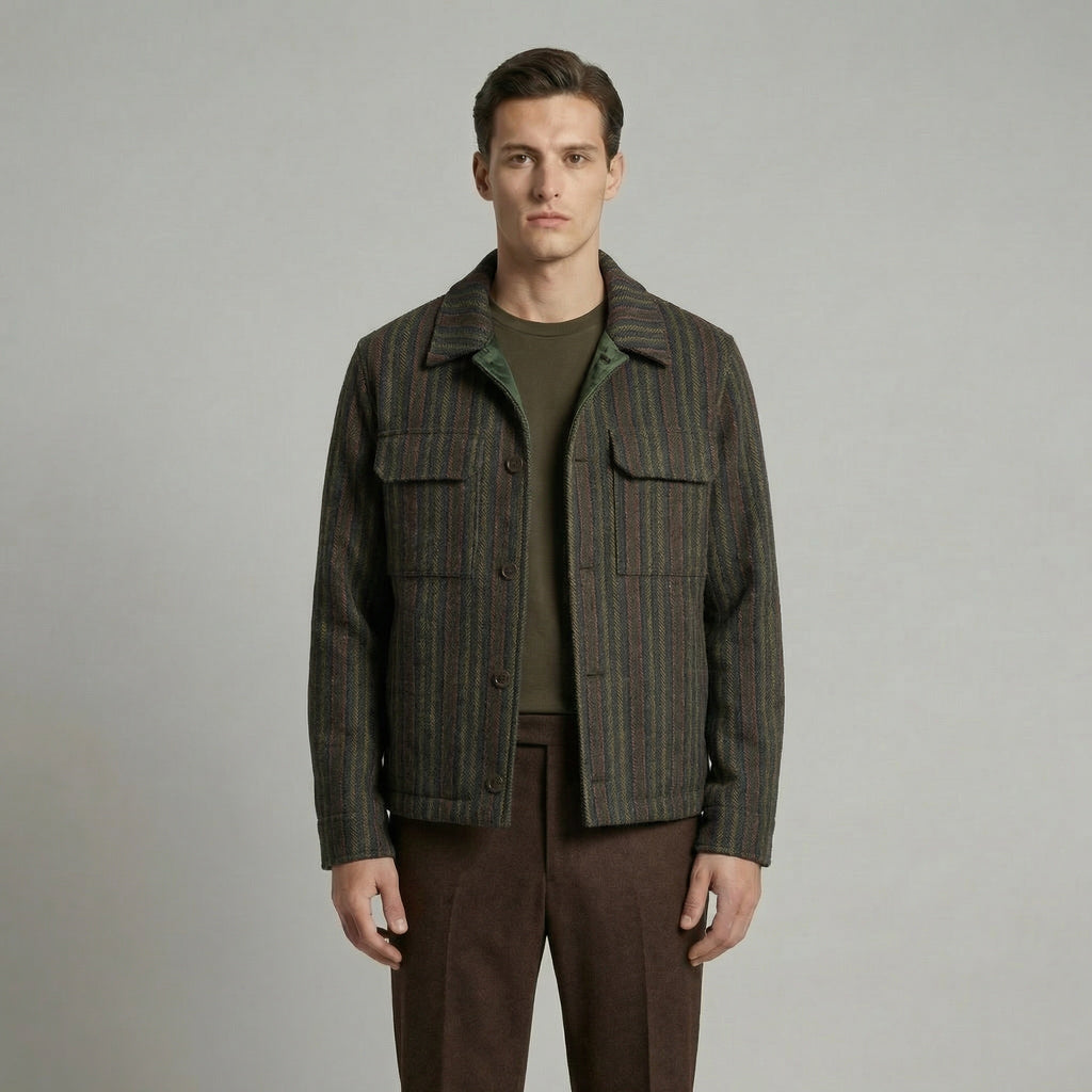Herringbone Wool Patterned Jacket - Vintage