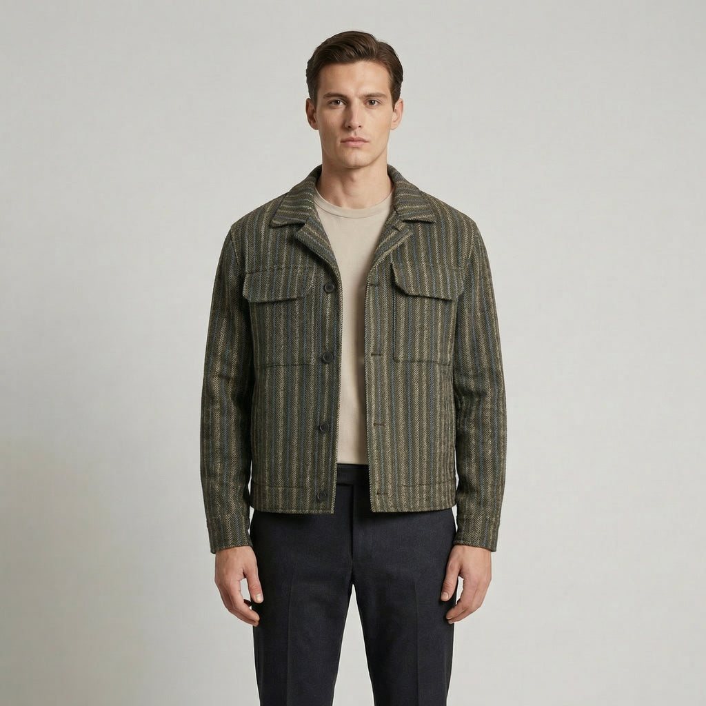 Herringbone Wool Patterned Jacket - Modern