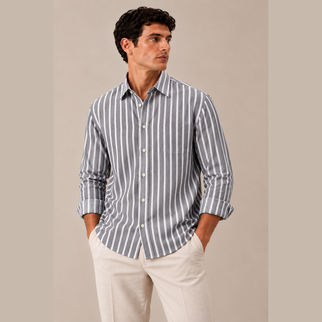100% Cotton Oxford Shirt - Charcoal Gray