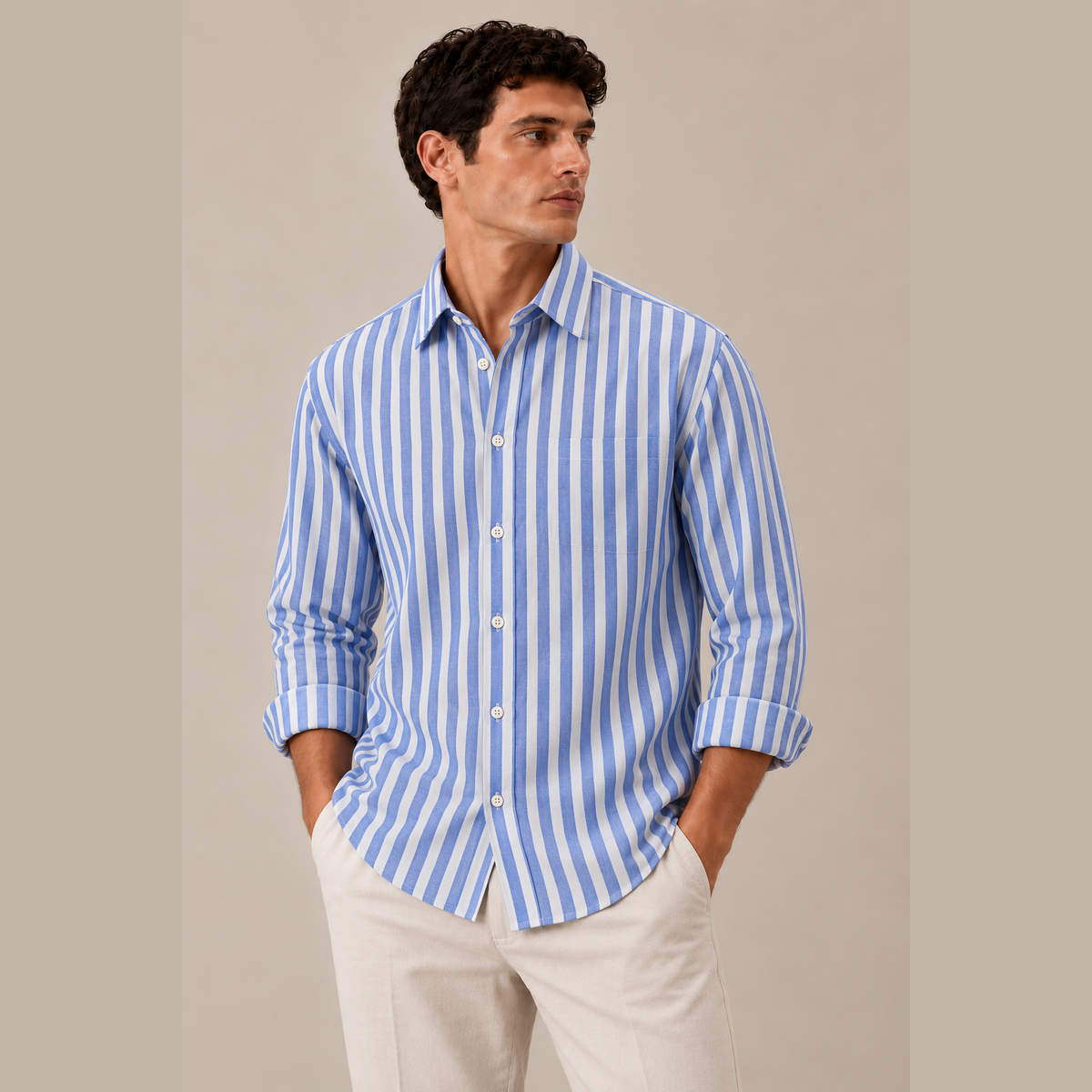 100% Cotton Oxford Shirt - Cornflower Blue